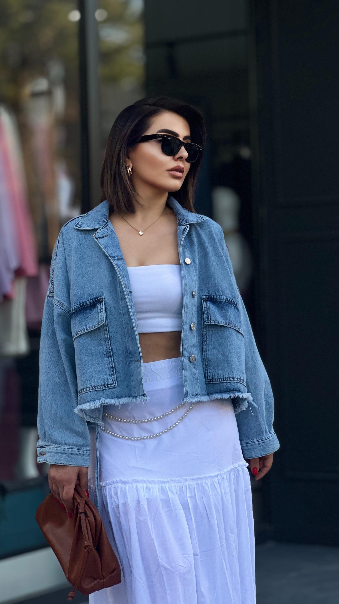 Oversize Büyük Cep Denim Ceket