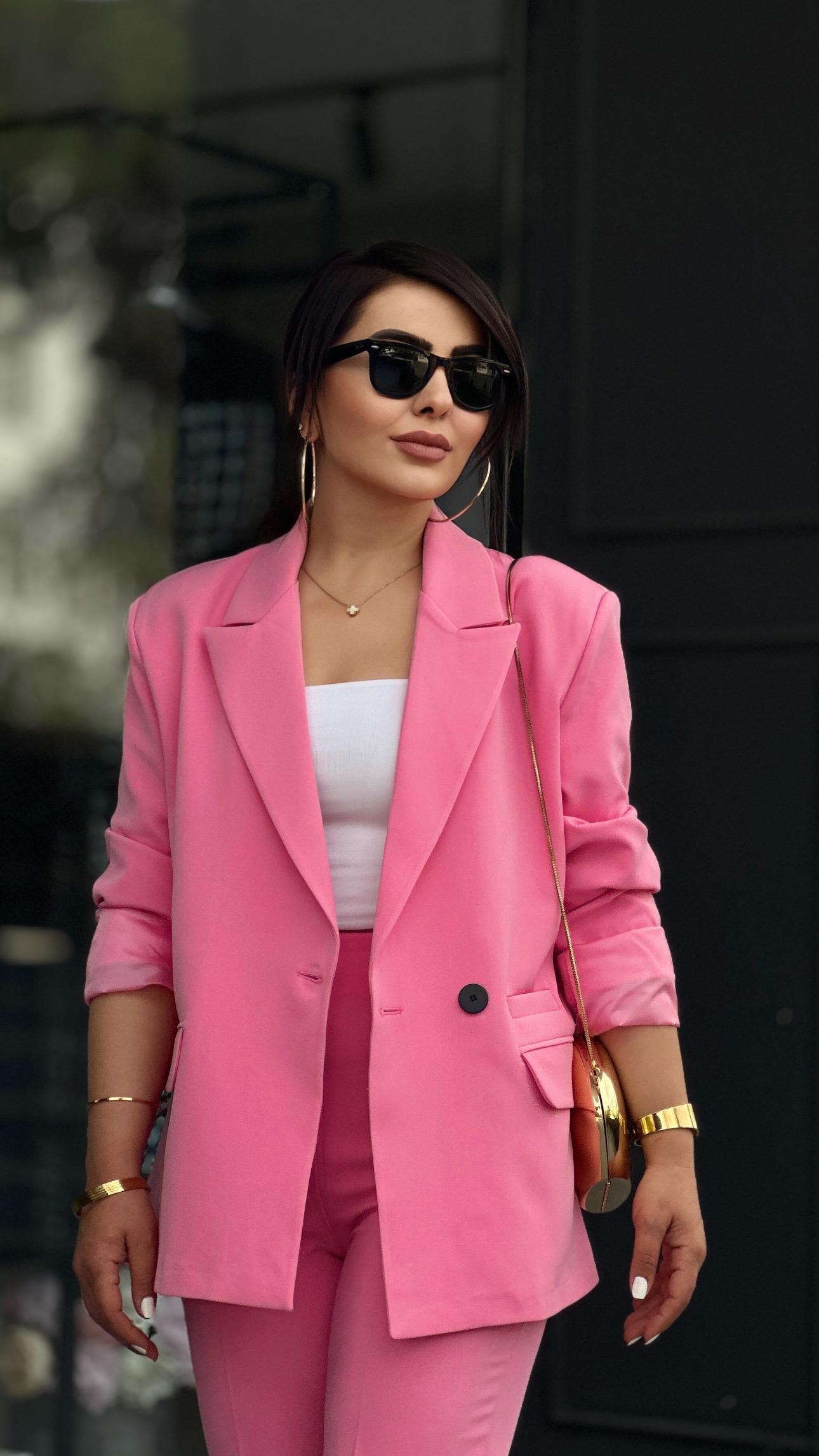 Pembe Regular Tek Düğme Blazer Ceket 
