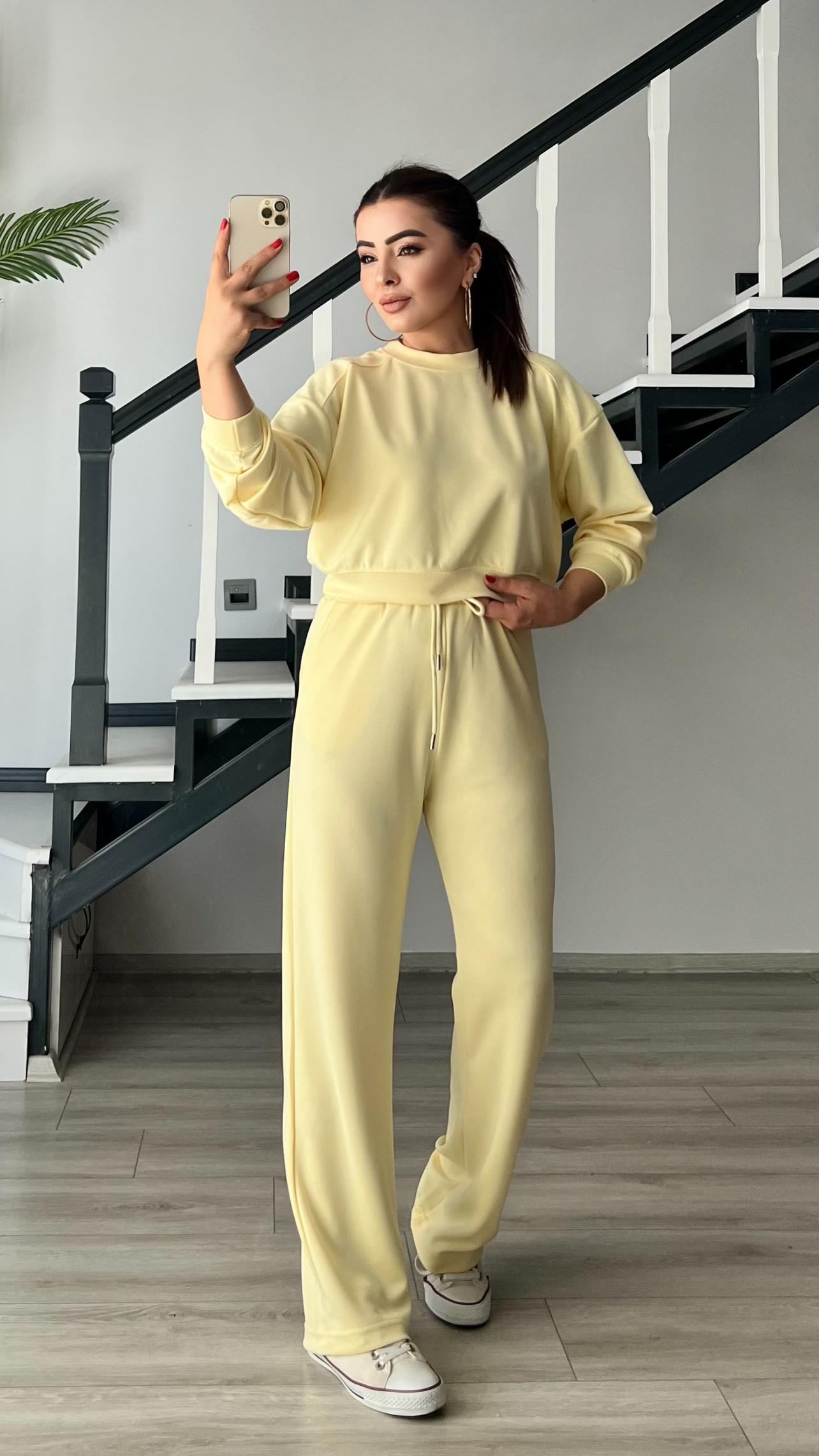 Sarı Modal Sweat-Pantolon Takım