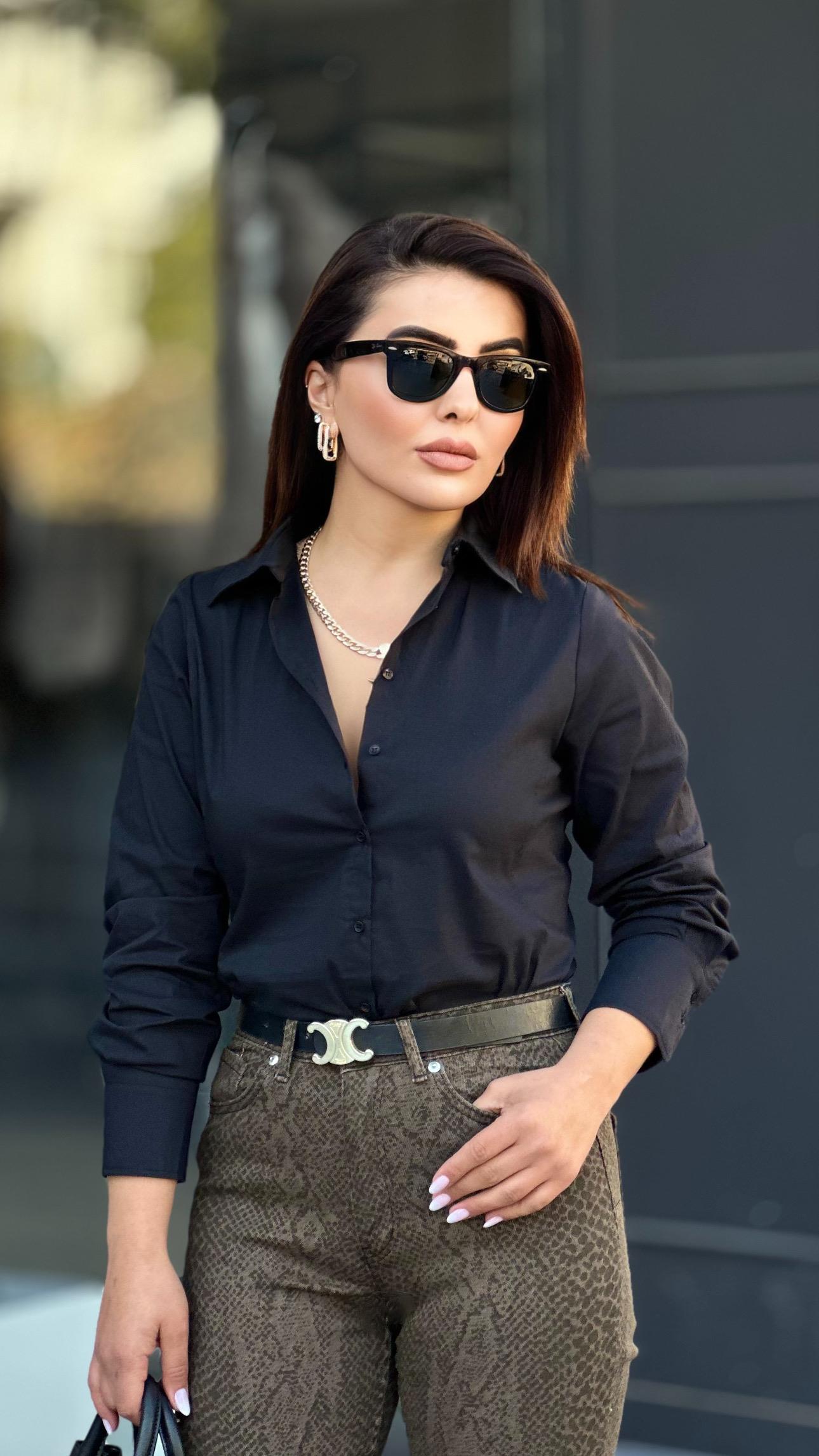 Siyah Slim Fit Pamuklu Gömlek