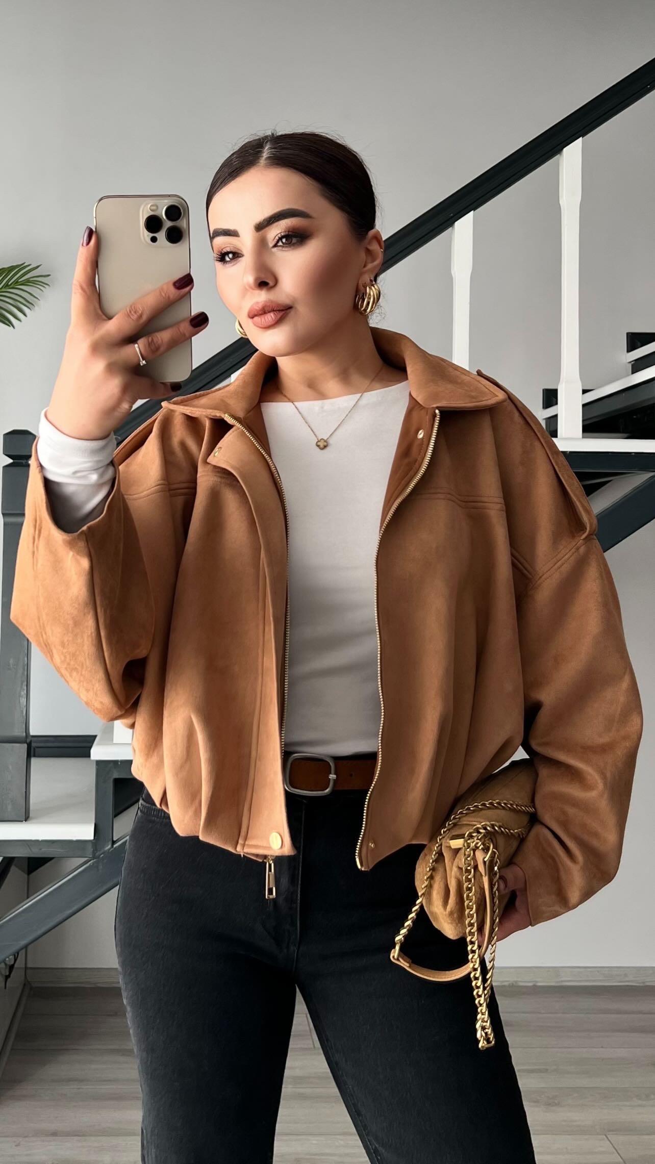 Taba Süet Bomber Ceket