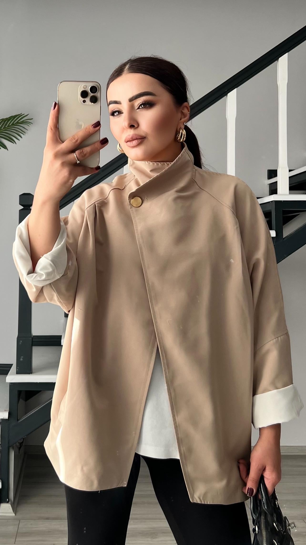 Stone Stand Collar Oversize Trench Coat