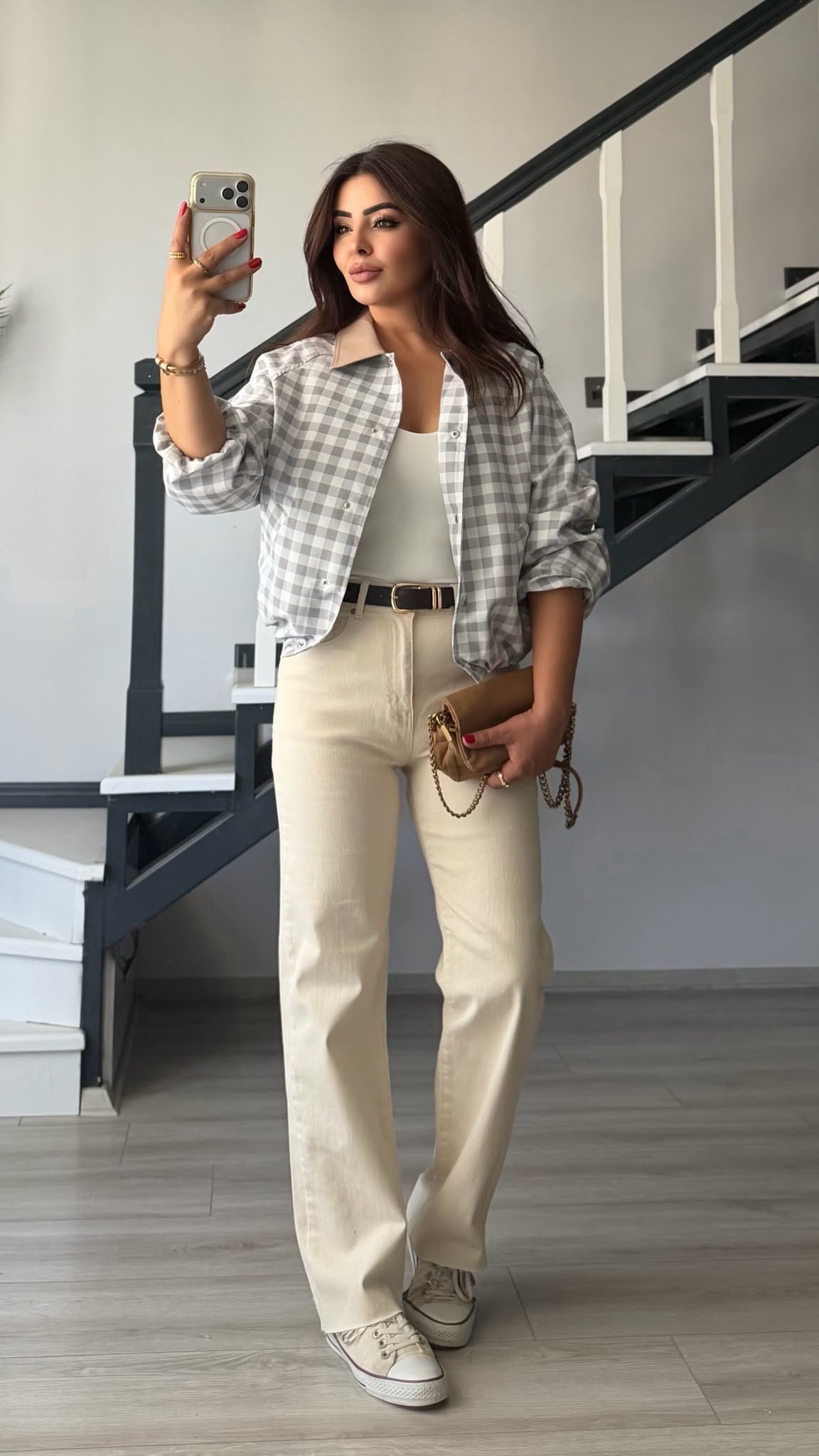 Taş Kemerli Likralı Straight Jean