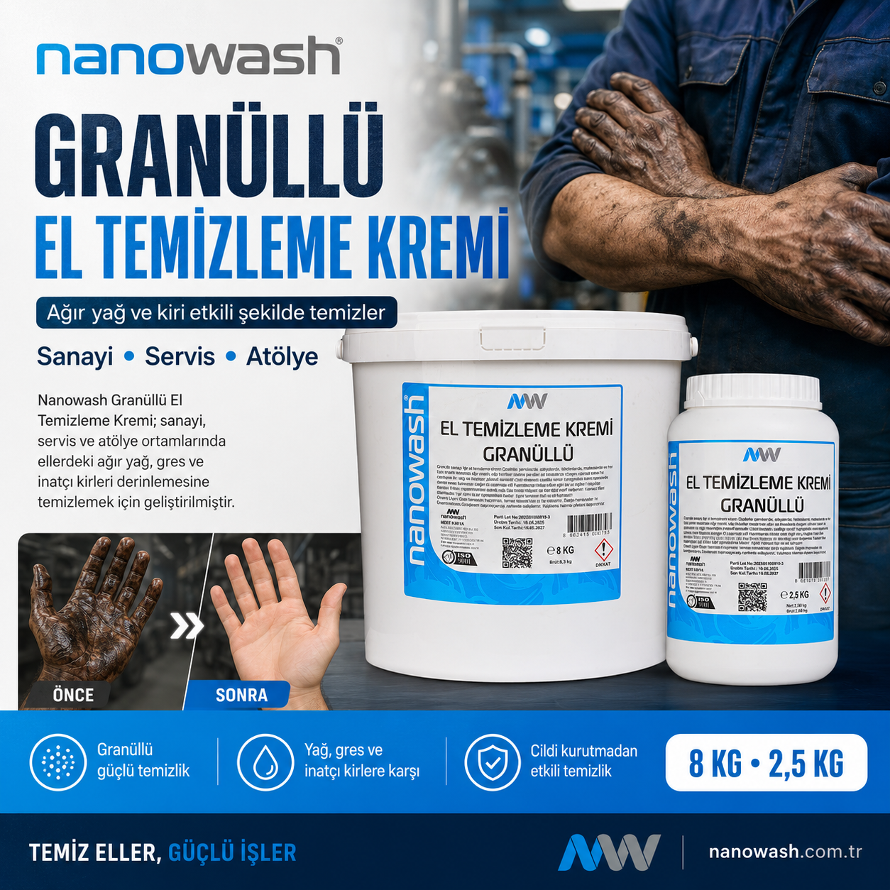 Nanowash El Temizleme Kremi Granüllü 2,5 Kg