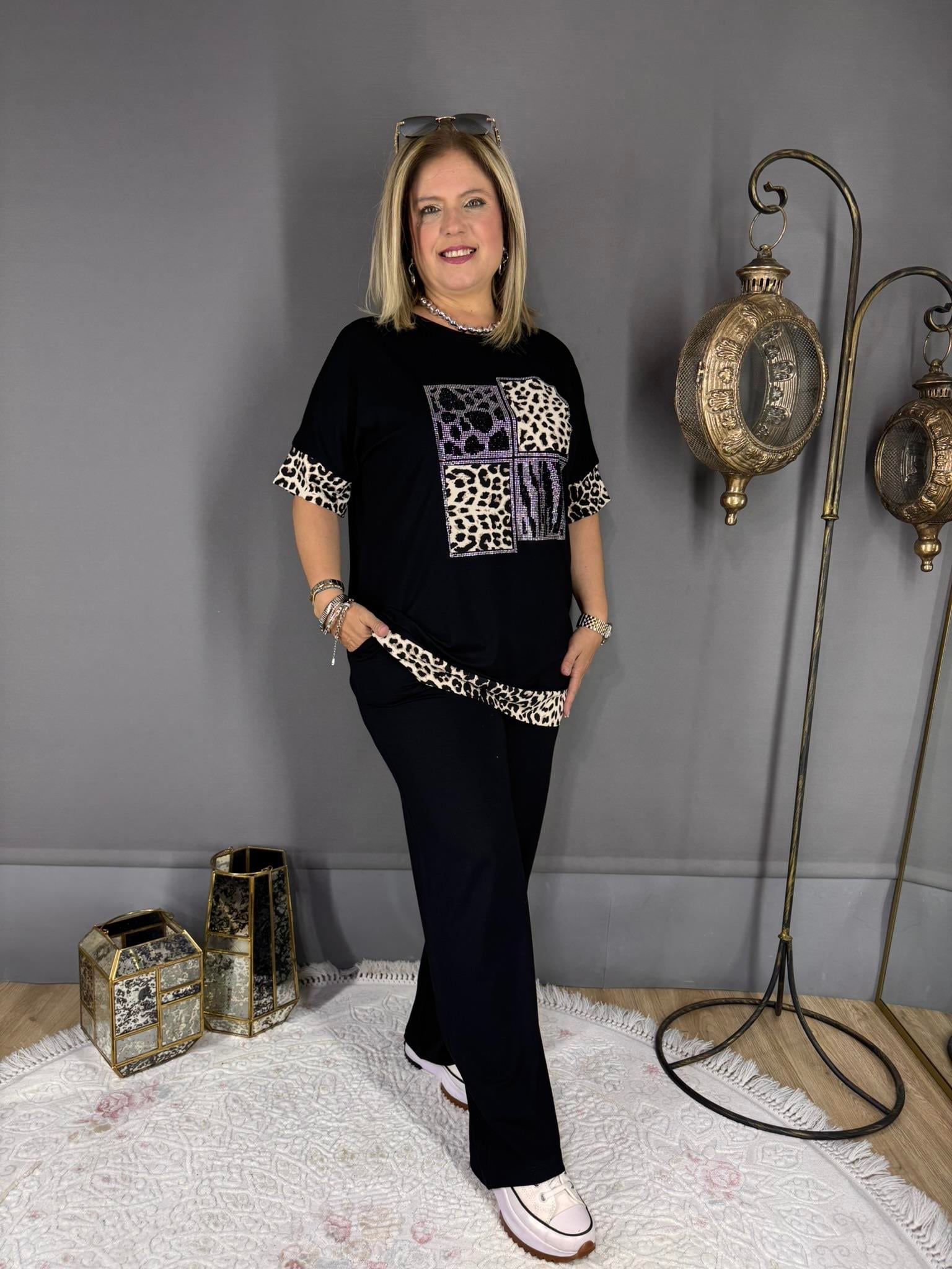 KARE LEOPAR TAŞLI EŞOFMAN TAKIM