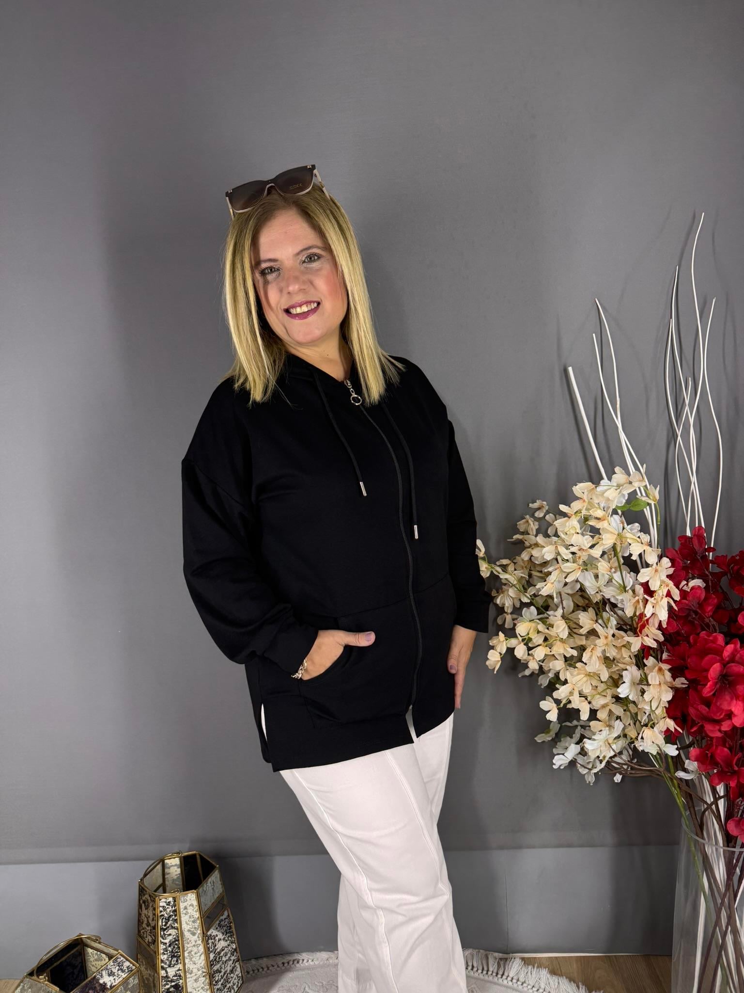 EYZ721 SİYAH CEPLİ BASİC FERMUARLI ÇEKET