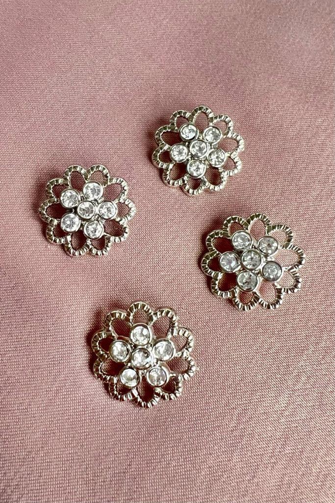 Flower 4'lü Set Metal Taşlı Düğme 2,1 cm