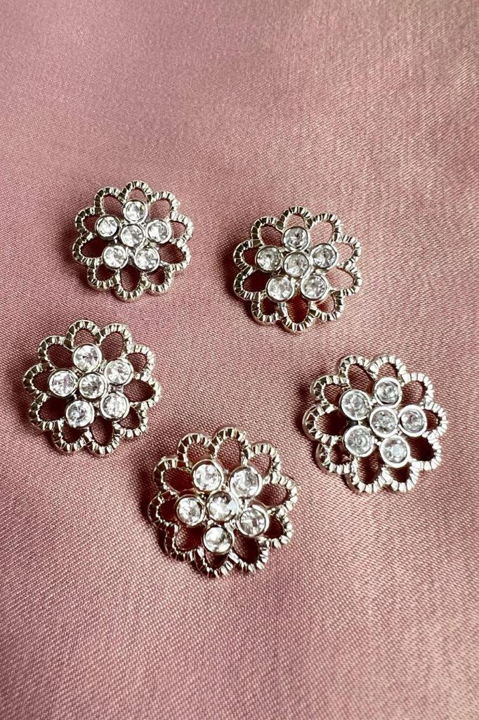 Flower 5'li Set Metal Taşlı Düğme