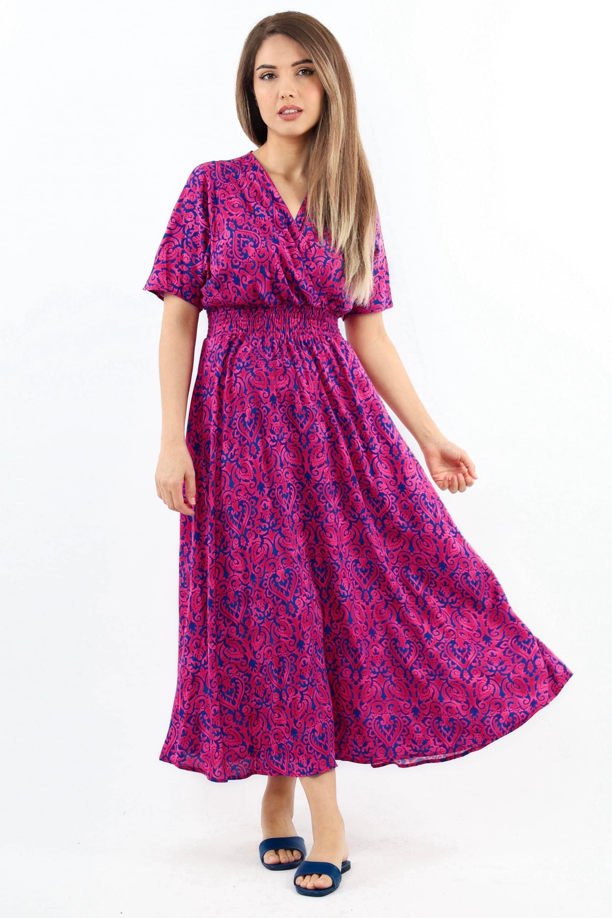 Kadın Aren Pembe Midi Boy Viskon Elbise