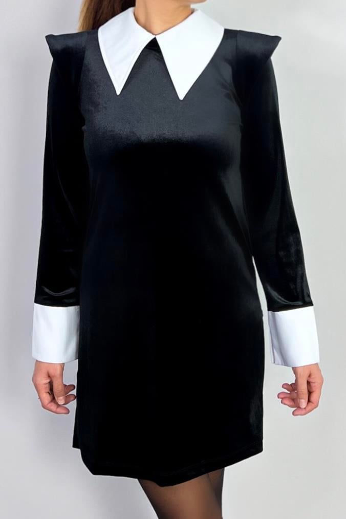 Kadın Devy Vatkalı Kadife Mini Elbise