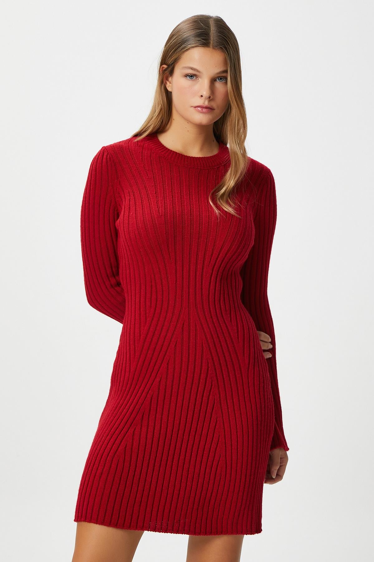 Kadın Laila Kırmızı  Örgü Elbise