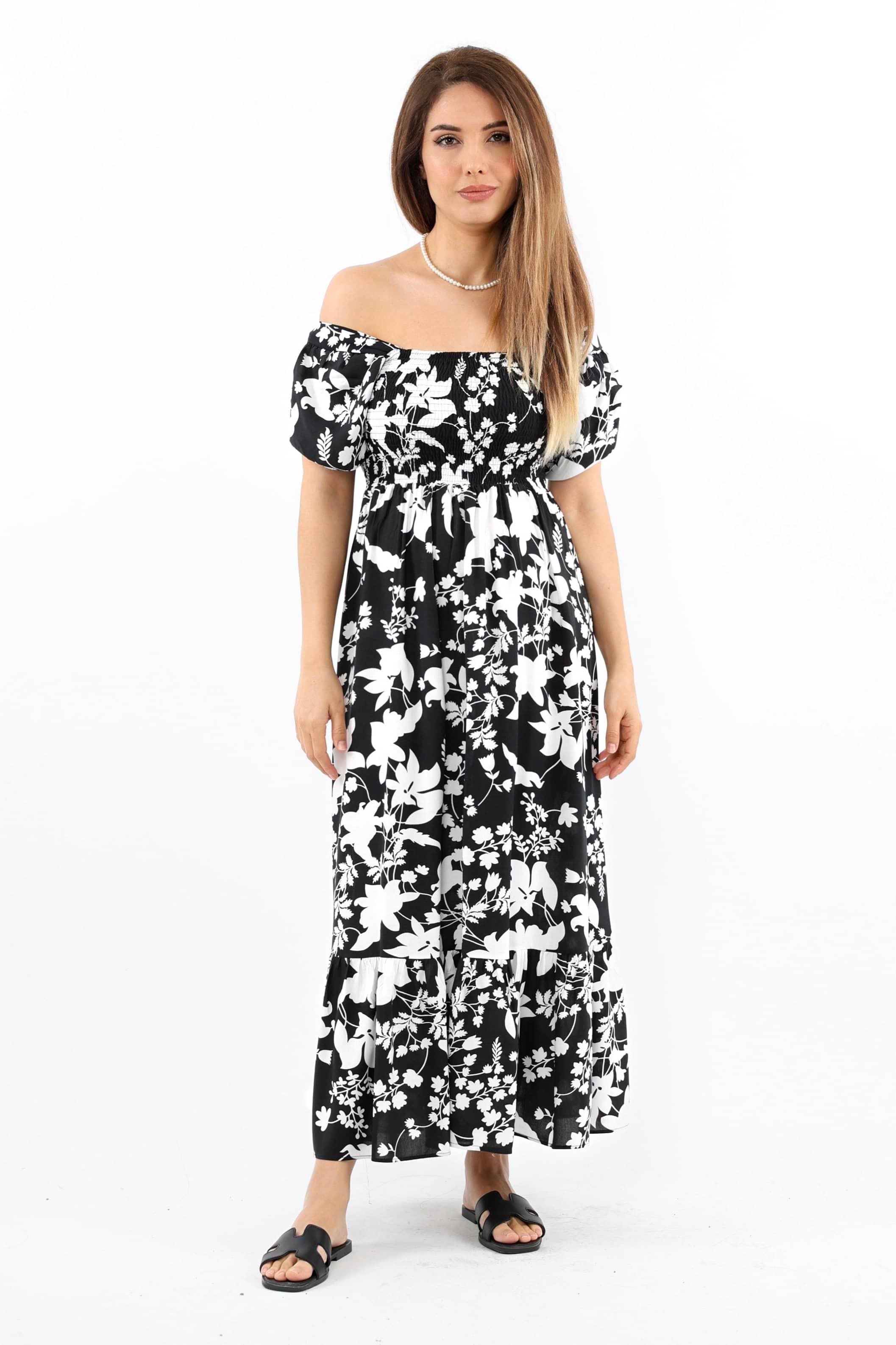 Kadın Positano Siyah Gipeli Viskon Uzun Elbise