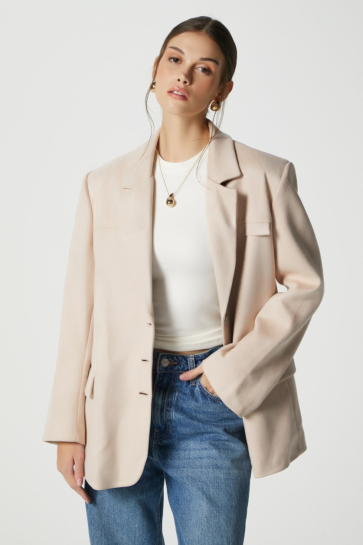 Kadın Thomas Süet Taş Blazer Ceket
