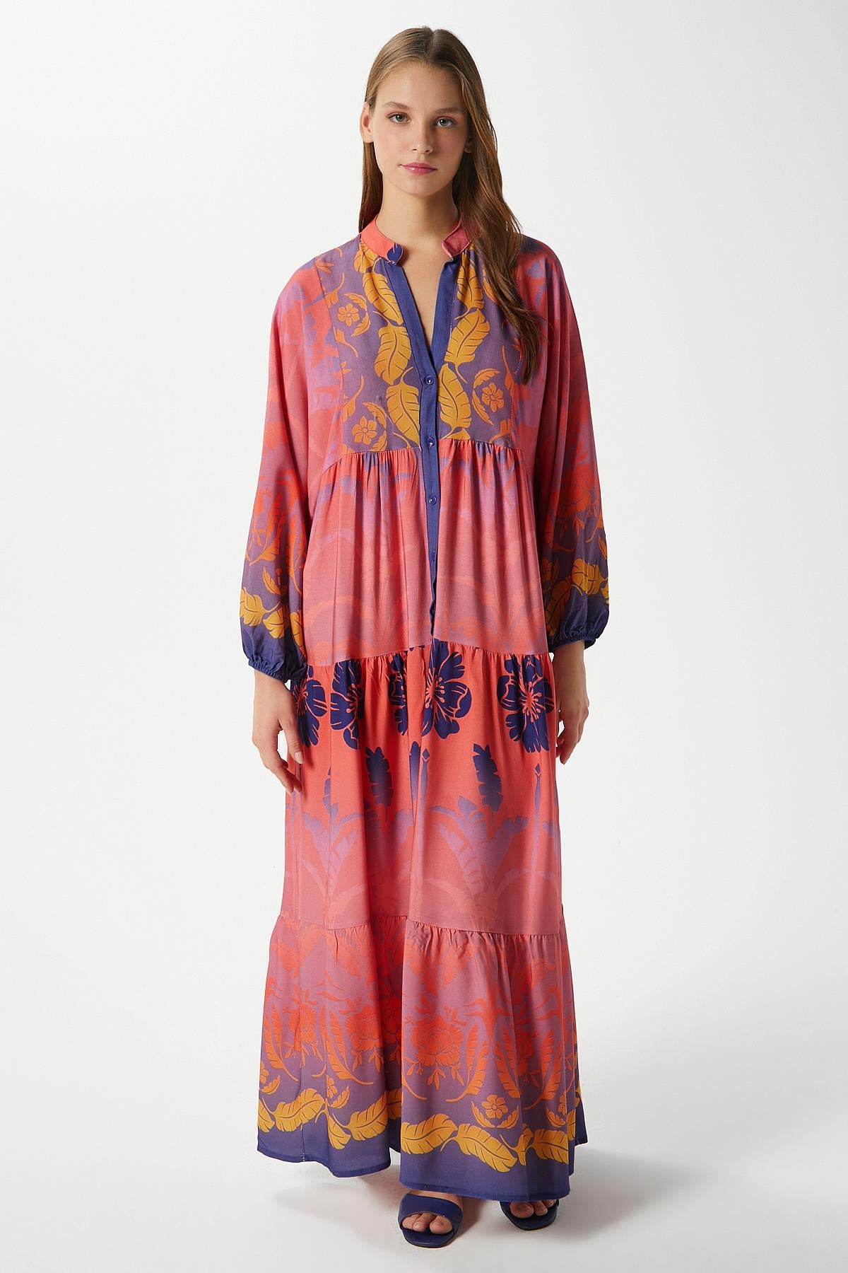 Modest Kadın Clara Pembe %100 Viskon Maksi Boy Uzun Elbise