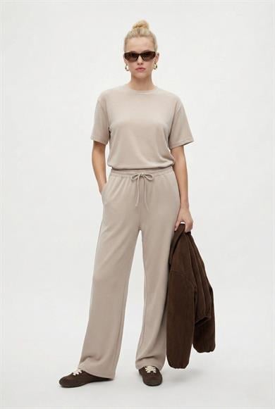 Kadın Elix Modal Touch Bisiklet Yaka Bel Lastikli Cepli Taş Alt Üst Takım