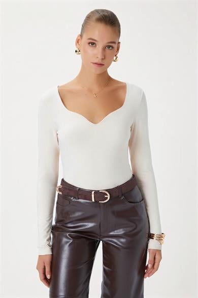 Kadın Sahra Krem Poliamid Şık Bluz