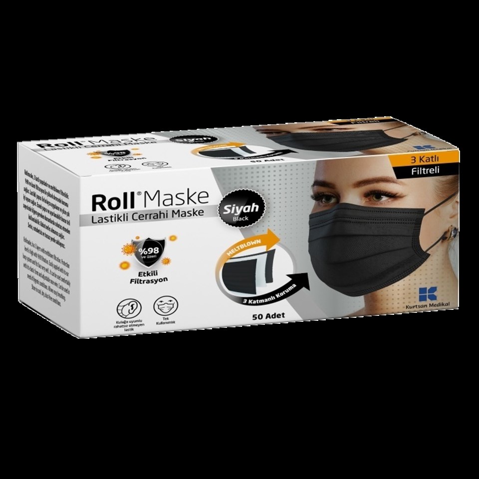 Roll Maske Siyah 50'li