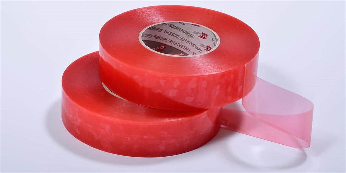 Orafol Orabond 1397PP Şeffaf, Kırmızı Filmik Çift Taraflı PET Bant, Laminasyon Bandı 0,21mm