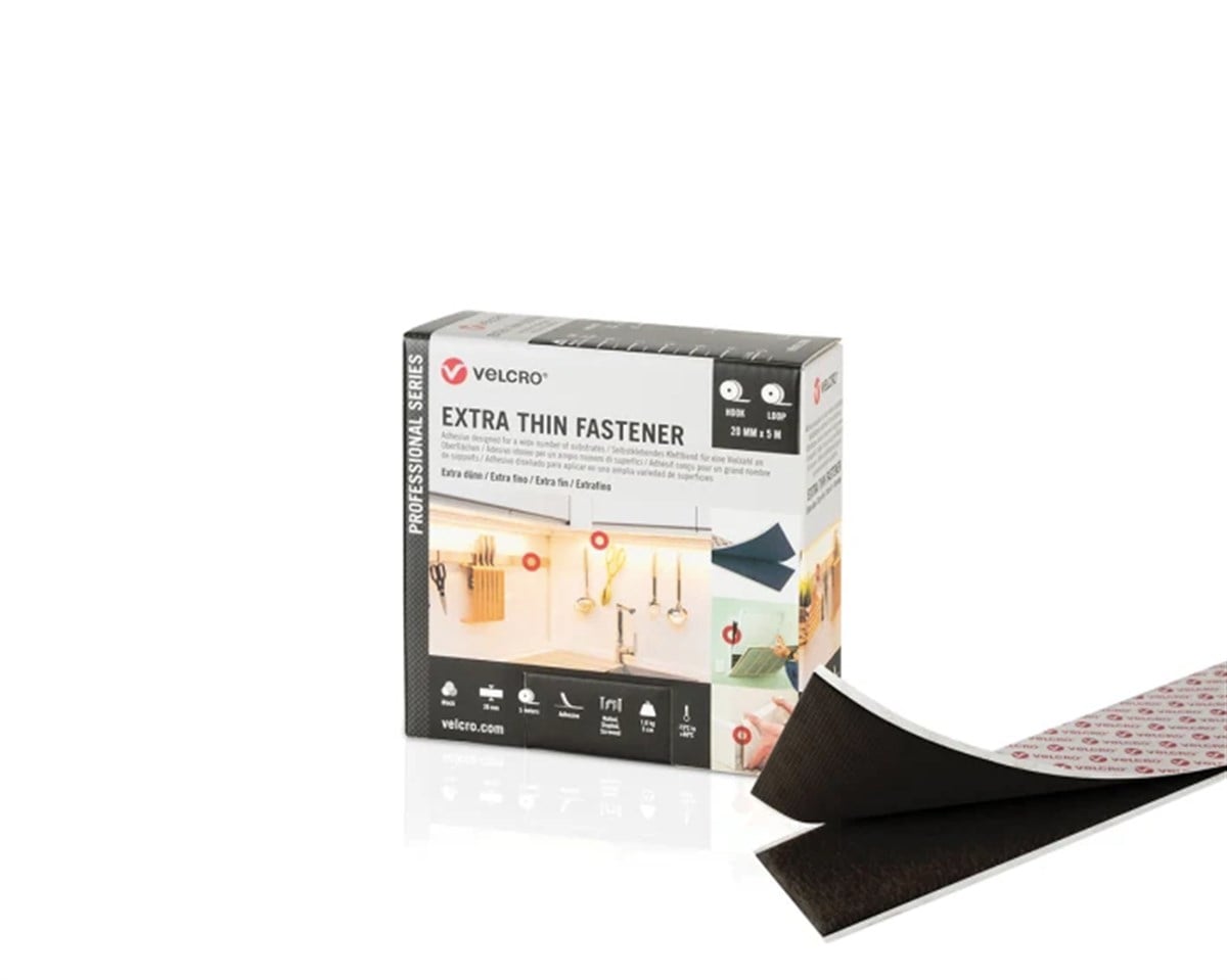 Velcro Extra Thin Fastener Hook & Loop (Black) PS20020 Cırt Bant