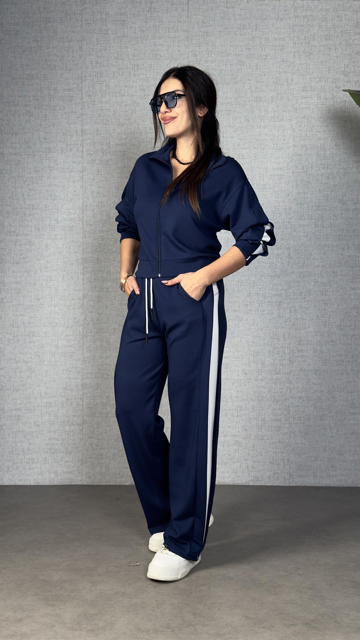 Miami Lacivert Kenar Detaylı Tasarım Modal İkili Takım