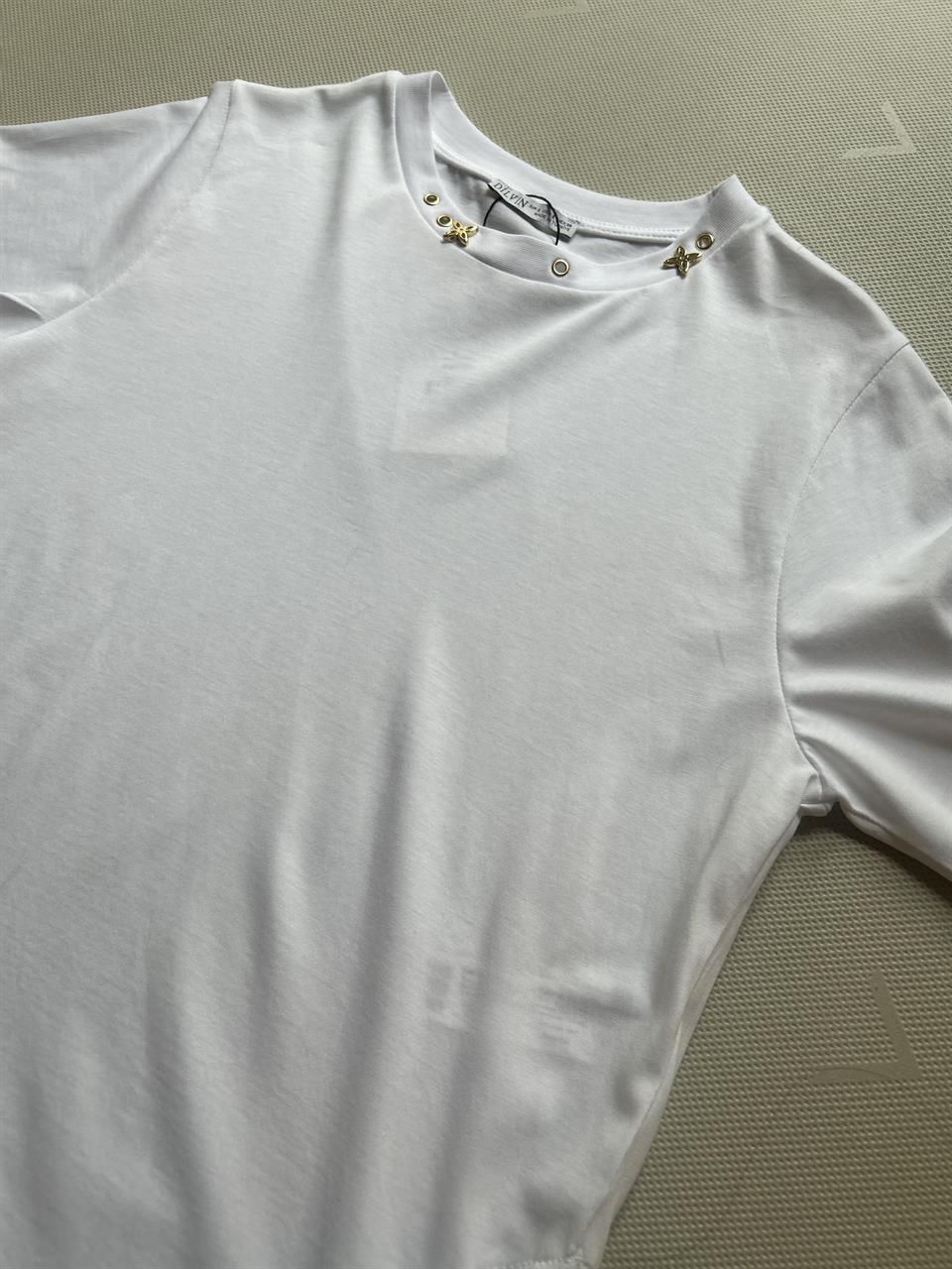 Louis Vuitton Bisiklet Yaka Beyaz T-Shirt