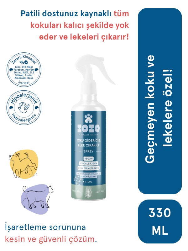 Koku Giderici & Leke Çıkarıcı Sprey 330 Ml Antibakteriyel, Antifungal, Hipoalerjenik