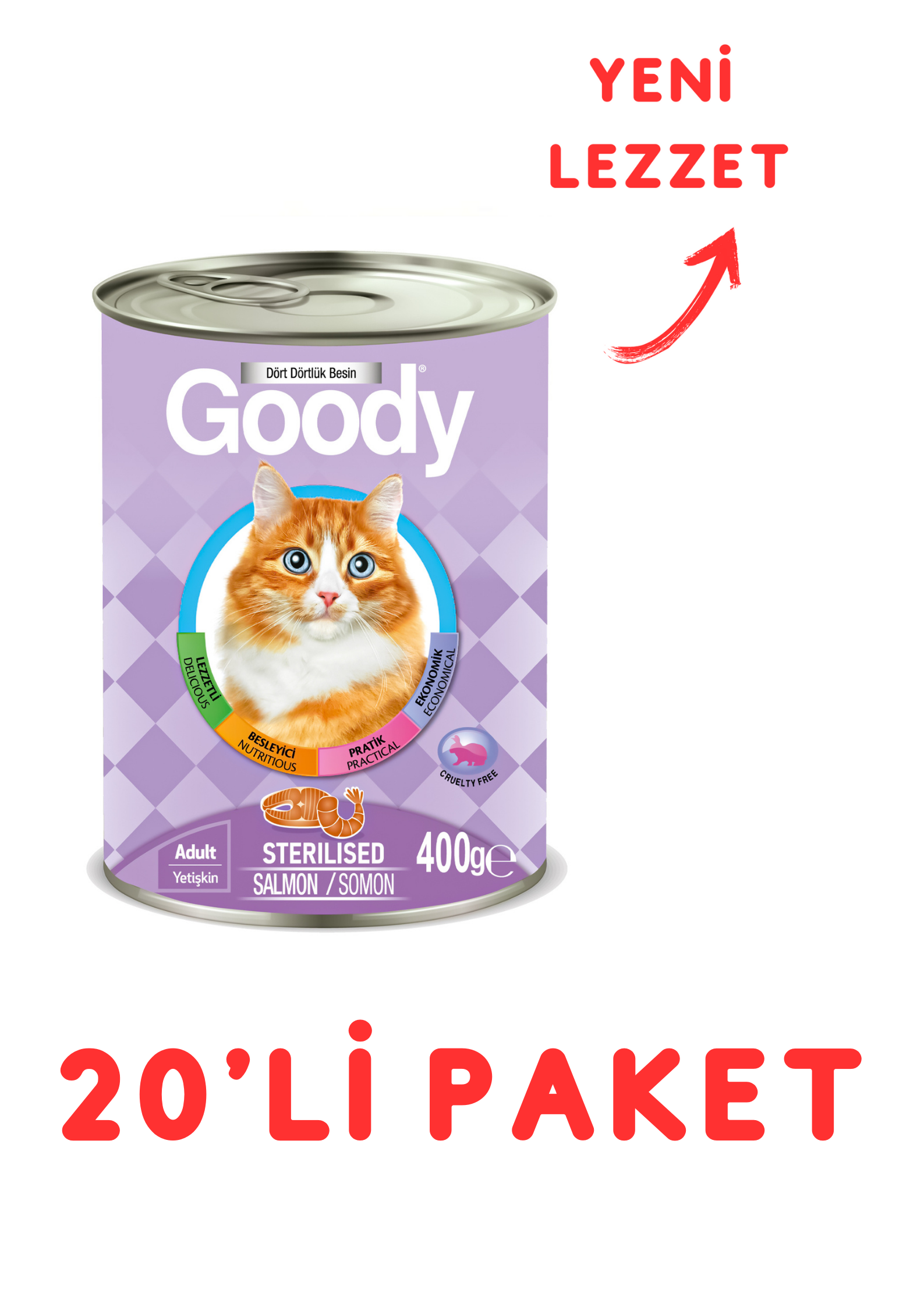 Goody Kısırlaştırılmış Somonlu Yetişkin Kedi Konservesi 400 Gr - 20'Li Paket