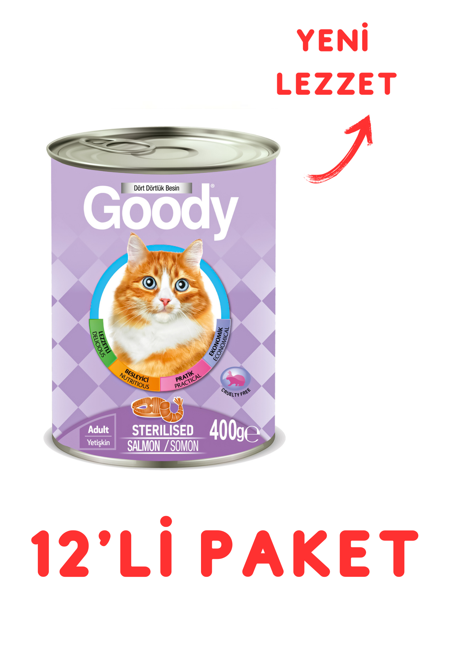Goody Kısırlaştırılmış Somonlu Yetişkin Kedi Konservesi 400 Gr - 12'Li Paket