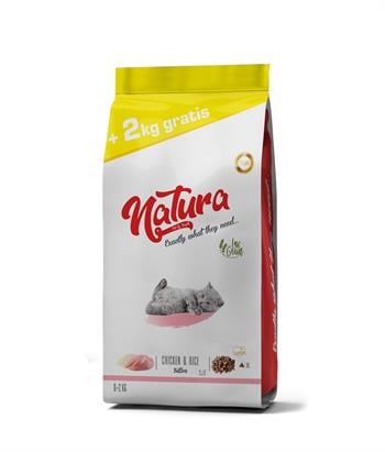 Natura Düşük Tahıllı Tavuk & Pirinç Yavru Kedi Maması 8+2 Kg