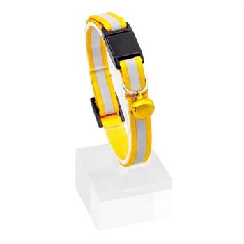 PetTagArt Güvenlik Kilitli Reflektörlü Ayarlanabilir Sarı Kedi Boyun Tasması 22-30 cm