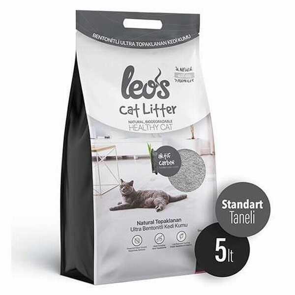Leos Cat Litter Grey Aktif Karbonlu Bentonit Kedi Kumu 5 Lt 8681546344265