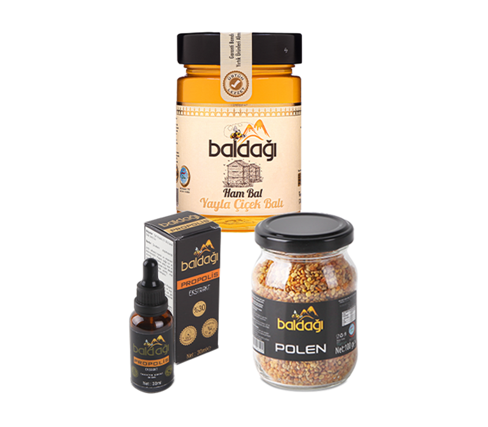 Baldağı 100g Polen+ 30ml Propolis+450g Yayla Balı (Ham Bal) 