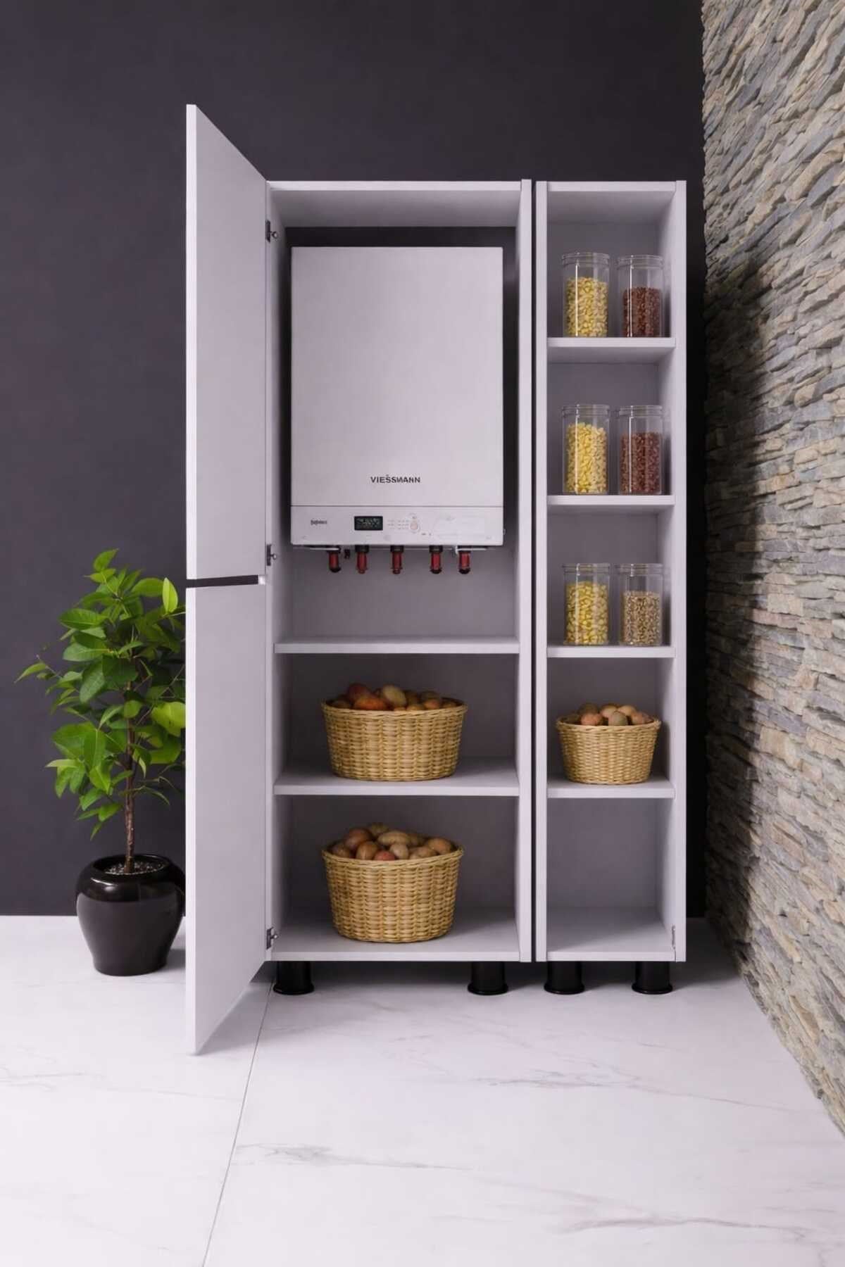 KOMBİ&ERZAK DOLABI İKİLİ (80 CM GENİŞLİK)