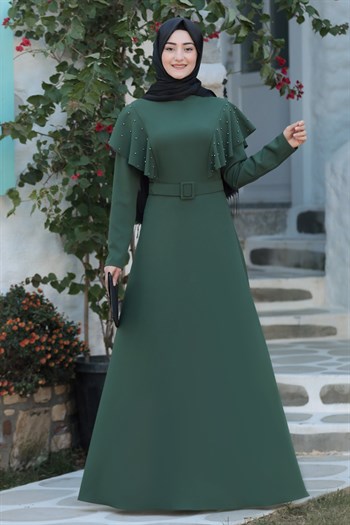 Rabeysa  - Damla Elbise Yeşil