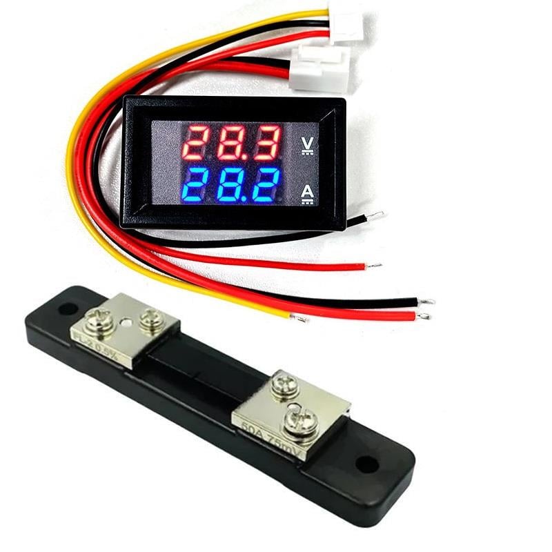 YATE10 DC 0-100V 0-50A Voltampermetre+Şönt Bara Direnci