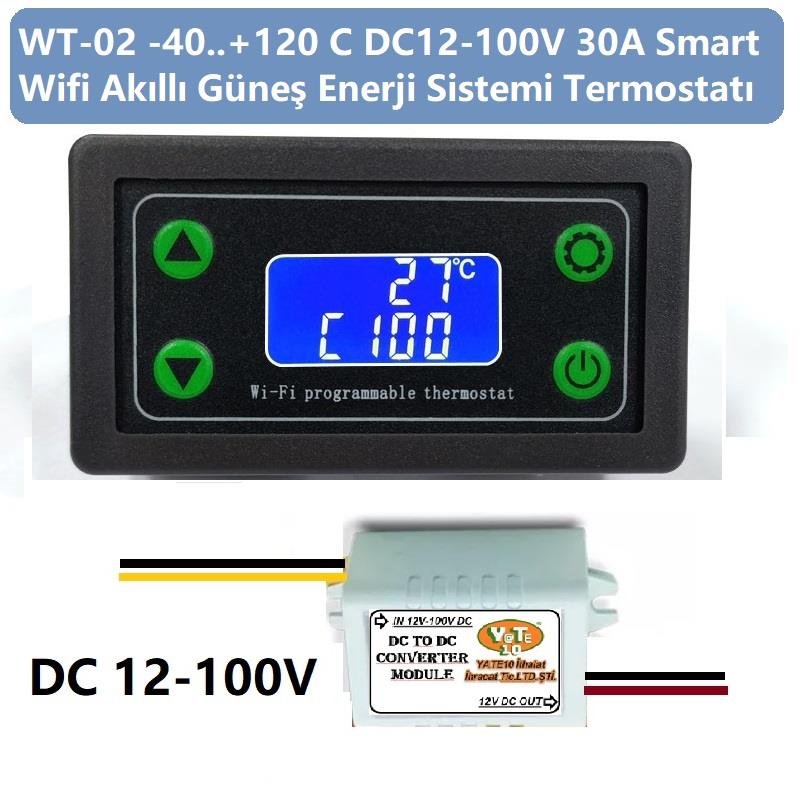 Yate10 Smart Wifi DC12-100V 30A Güneş Panel Termostat/ Timer