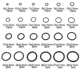 24 Çeşit 120 Adet Kauçuk O-Ring Conta Takımı Kilitli Poşetli