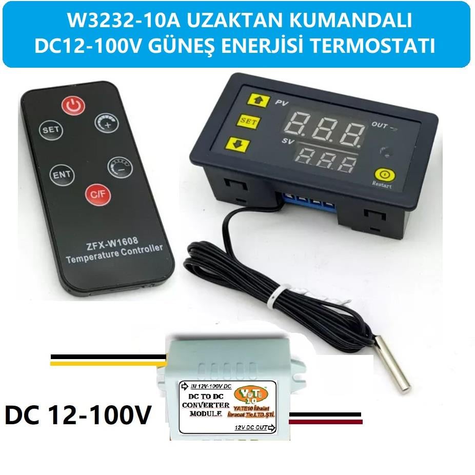 W3231A DC12-100V 10A Kumandalı Güneş Paneli Termostatı