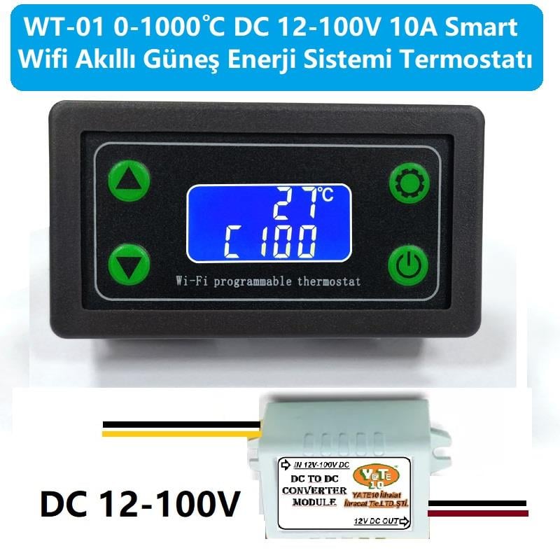 WT-01 Smart Wifi DC12-100V 1000C Güneş Paneli Termostat-Timer