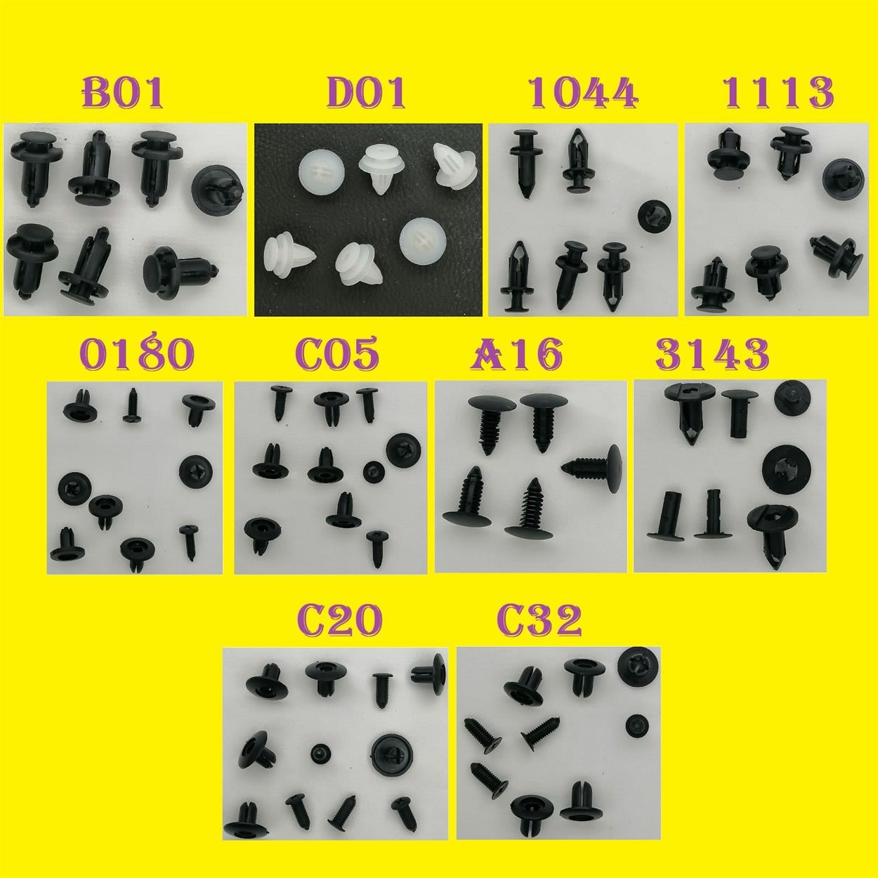 YATE10 100 Adet 10 Tür Universal Döşeme Klipsi