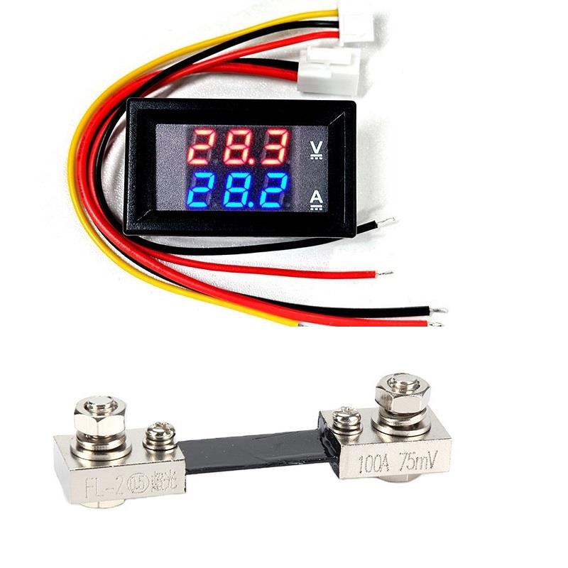 YATE10 DC 0-100V 0-100A Voltampermetre+Şönt Bara Direnci