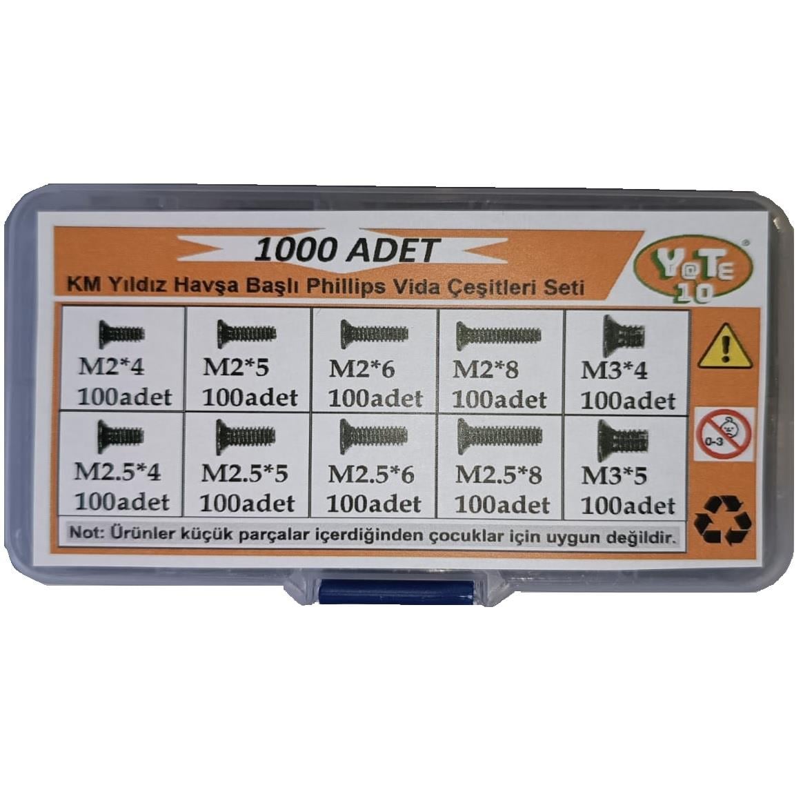YATE10 Laptop Vida Seti 1000 Adet Kutulu