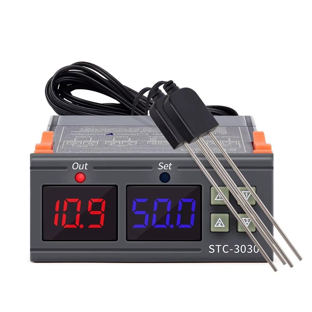 Yate10 STC-3030 220V 10A Çift Problu Toprak Nem Kontrol Cihazı
