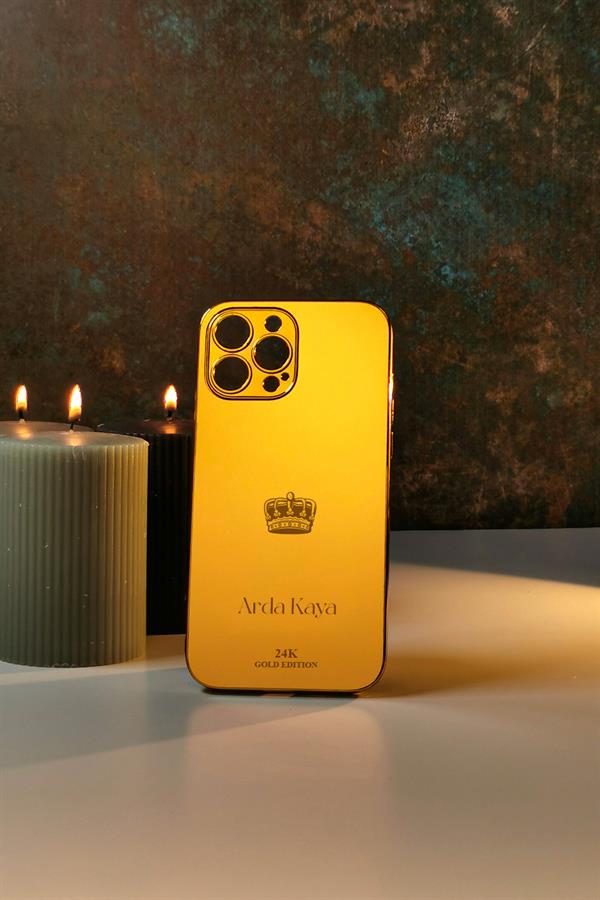 24K Gold Edition Taç  Detaylı Kişiye Özel Telefon Kılıfı