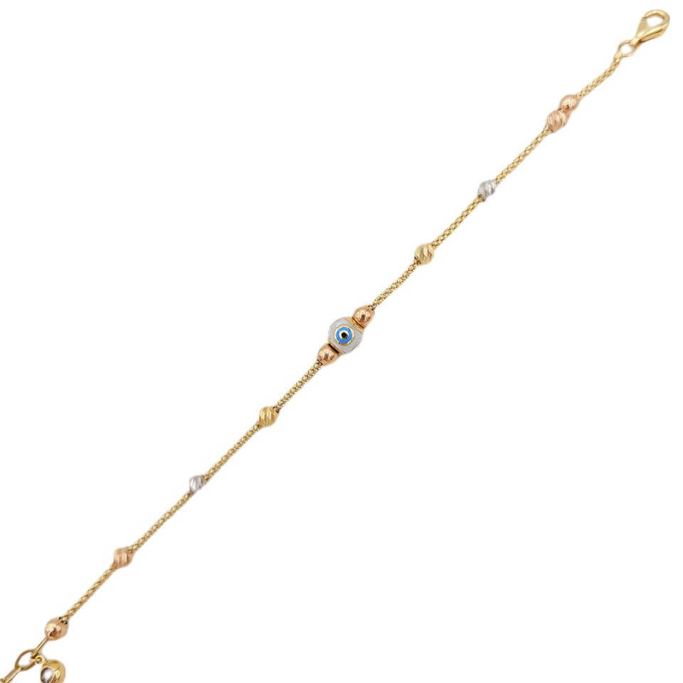 Nazar Boncuklu Dorikalı Altın Bileklik