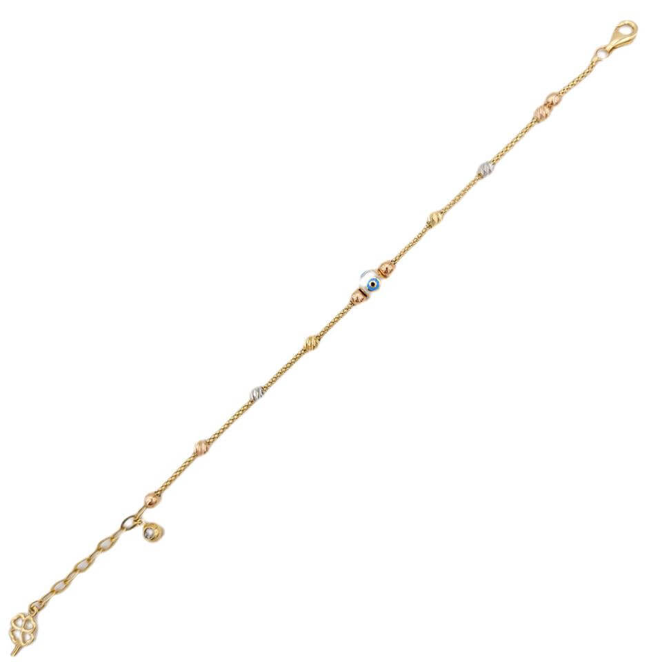 Nazar Boncuklu Dorikalı Altın Bileklik