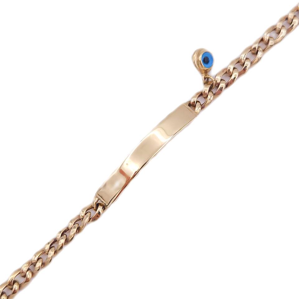 Nazar Boncuklu Altın Künye Bileklik