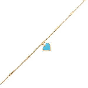 Mavi Kalpli Altın Bileklik