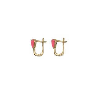 Pembe Altın Kalp Çocuk Küpe