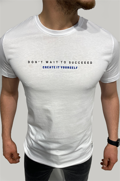 Erkek Pamuklu Düz Rahat Kalıp Baskılı T-Shirt